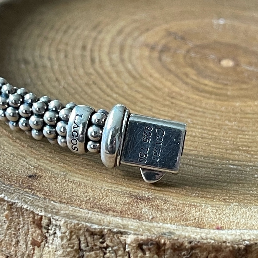 LAGOS Two-Tone Caviar Buckle Bracelet — Silver and Gold - Picture 6 of 7